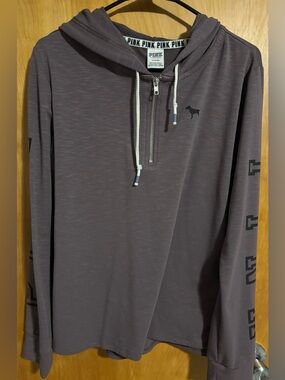 PINK Victoria’s Secret Half-Zip Long Sleeve Hoodie Purple - Size Medium